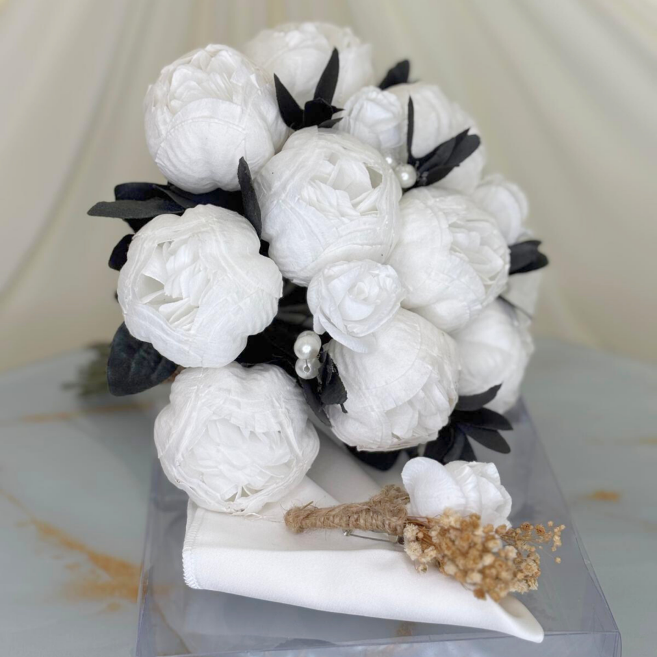 Geschlossene Pfingstrose Braut Handblume | Brautstrauß | Geschenkartikel