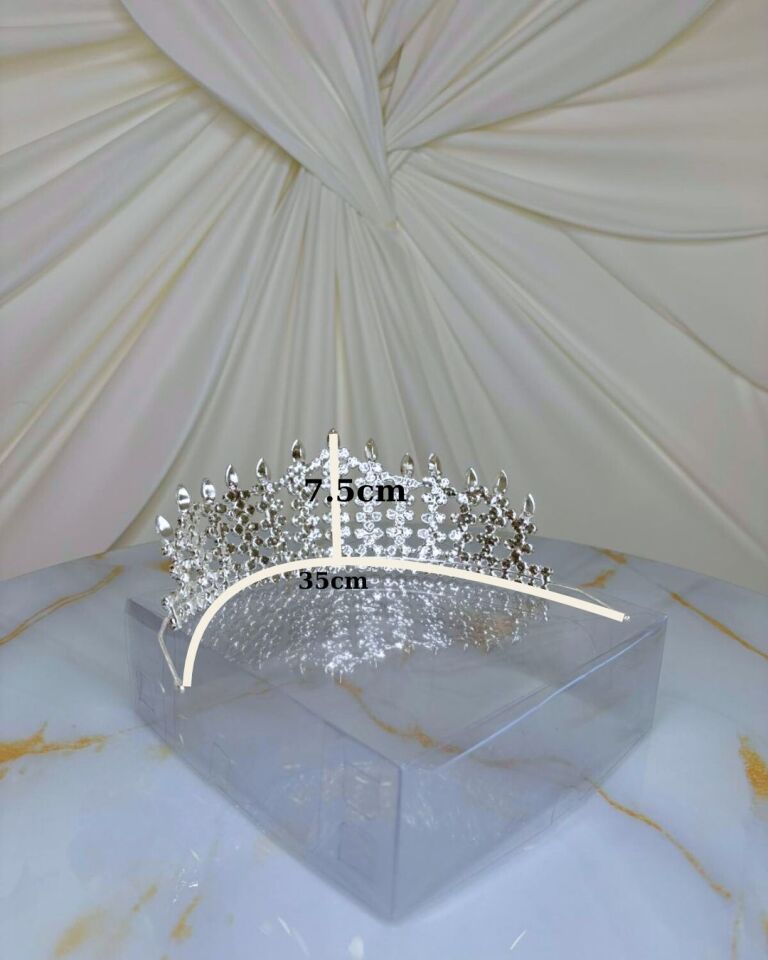 Prenses Gelin Tacı | Döküm Zirkon Taşlı Yüksek Taç