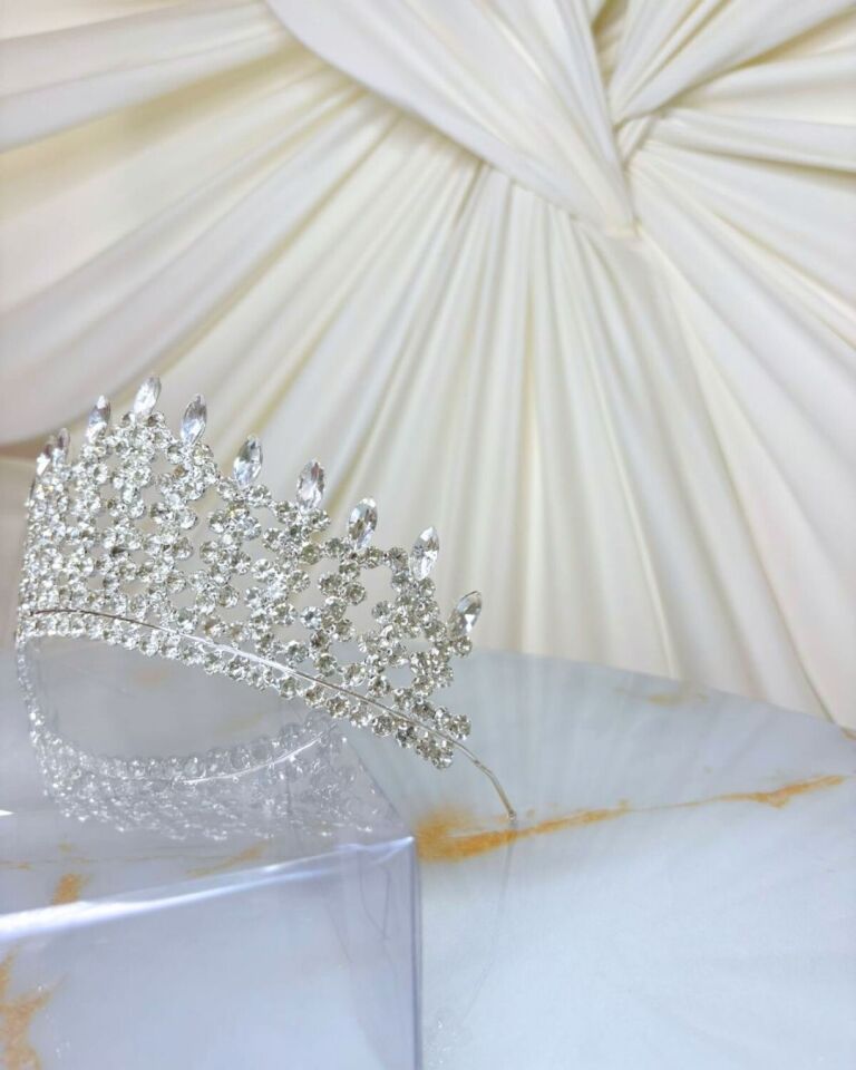 Prenses Gelin Tacı | Döküm Zirkon Taşlı Yüksek Taç