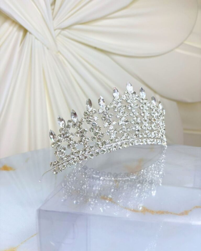 Döküm Zirkon Taşlı Yüksek Prenses Gelin Tacı
