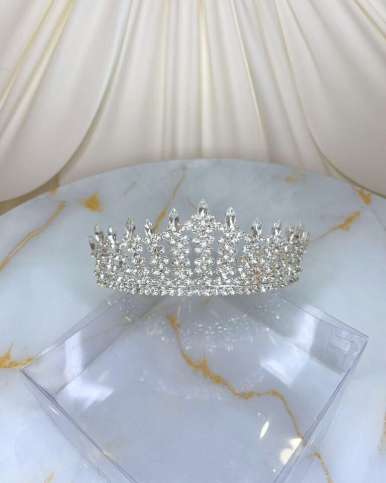 Döküm Zirkon Taşlı Yüksek Prenses Gelin Tacı