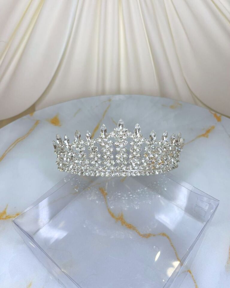 Prenses Gelin Tacı | Döküm Zirkon Taşlı Yüksek Taç