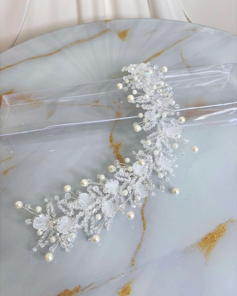Brautkrone | Brauthaar-Accessoire | Glitzerndes Muschel-Haar-Accessoire