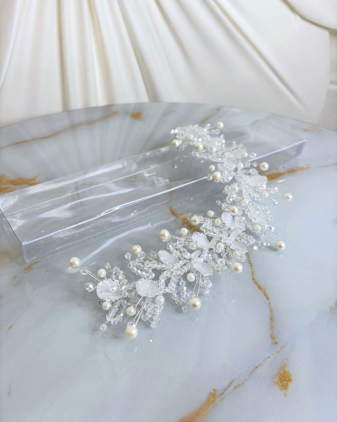 Brautkrone | Brauthaar-Accessoire | Glitzerndes Muschel-Haar-Accessoire