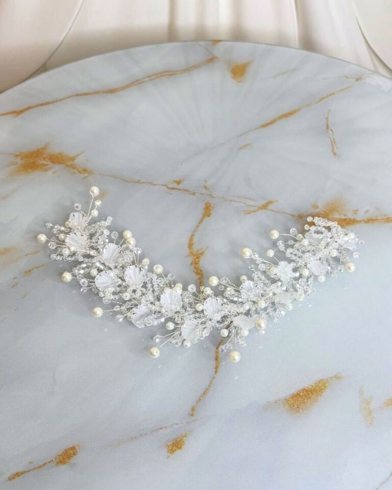 Brautkrone | Brauthaar-Accessoire | Glitzerndes Muschel-Haar-Accessoire