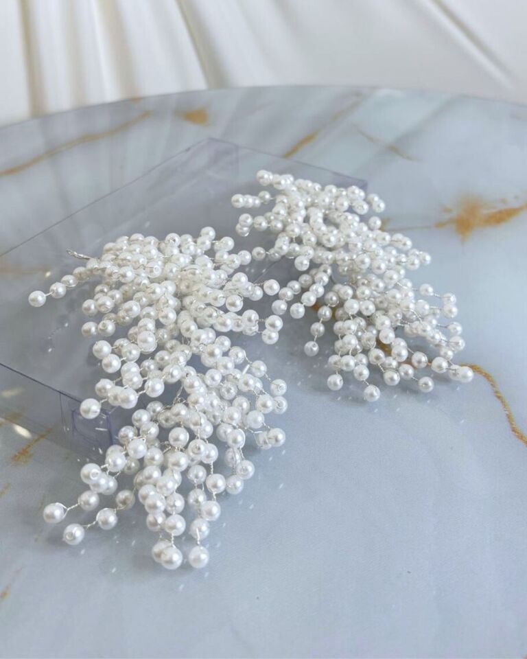 Beyaz İncili Saç Aksesuarı Seti | İncili Gelin Saç Tokası Seti