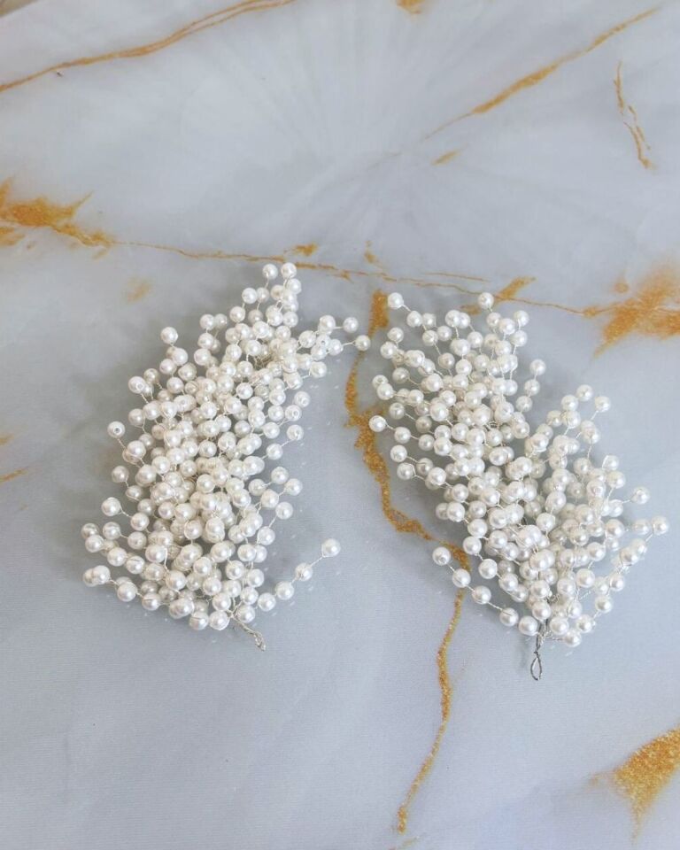 Beyaz İncili Saç Aksesuarı Seti | İncili Gelin Saç Tokası Seti