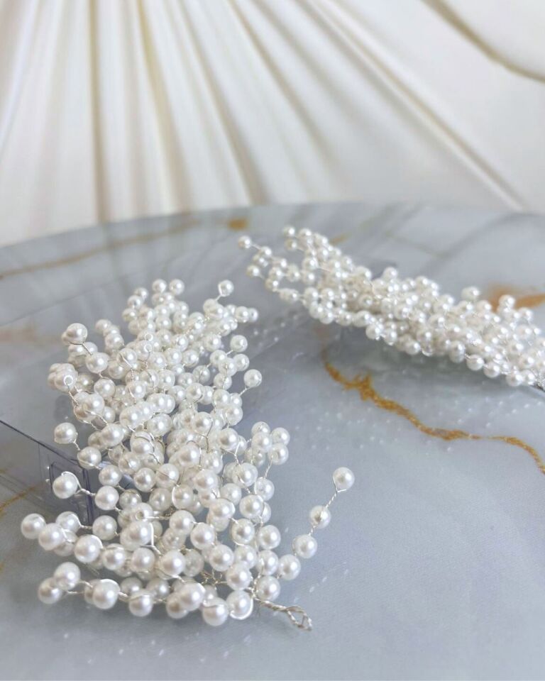 Beyaz İncili Saç Aksesuarı Seti | İncili Gelin Saç Tokası Seti