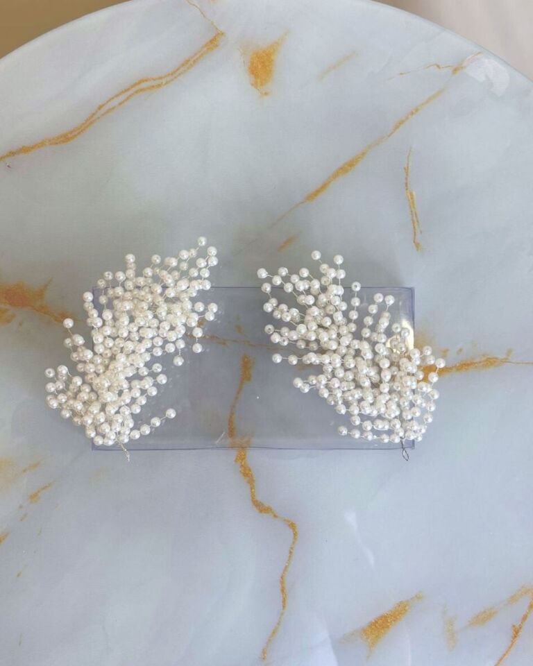 Beyaz İncili Saç Aksesuarı Seti | İncili Gelin Saç Tokası Seti