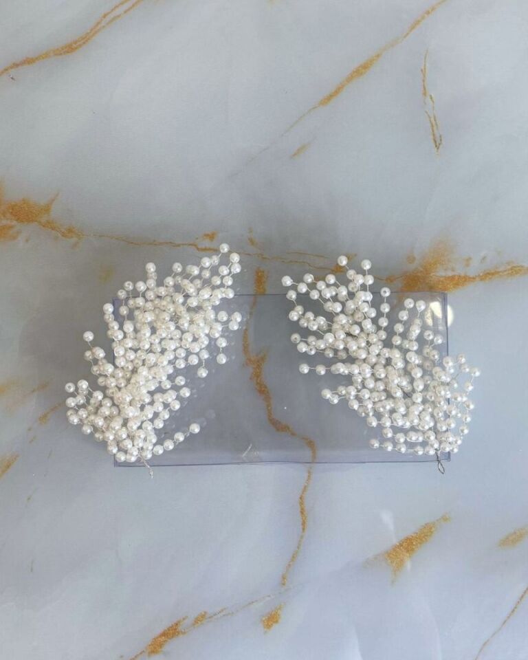 Beyaz İncili Saç Aksesuarı Seti | İncili Gelin Saç Tokası Seti