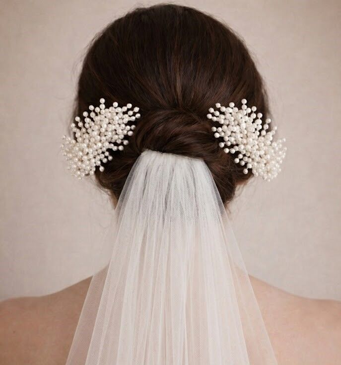 Beyaz İncili Saç Aksesuarı Seti | İncili Gelin Saç Tokası Seti