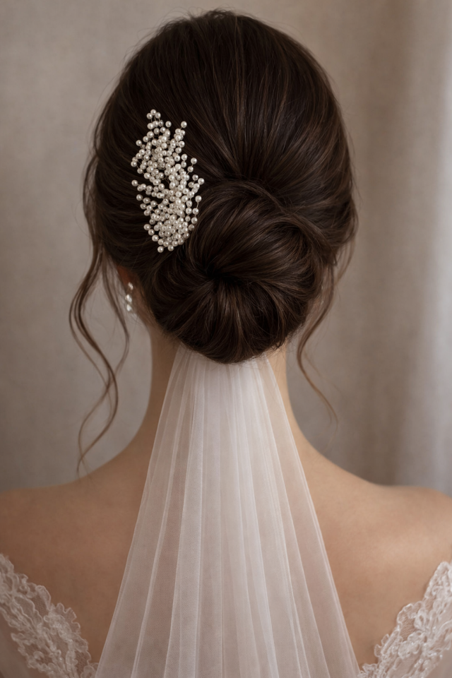 Beyaz İncili Saç Aksesuarı | İncili Gelin Saç Tokası