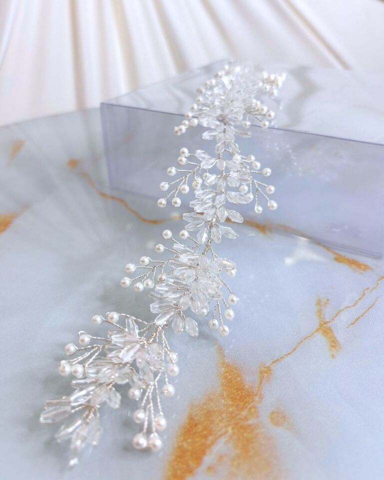 İnci ve Kristal Taşlı Gelin Saç Aksesuarı | Saç Bandı