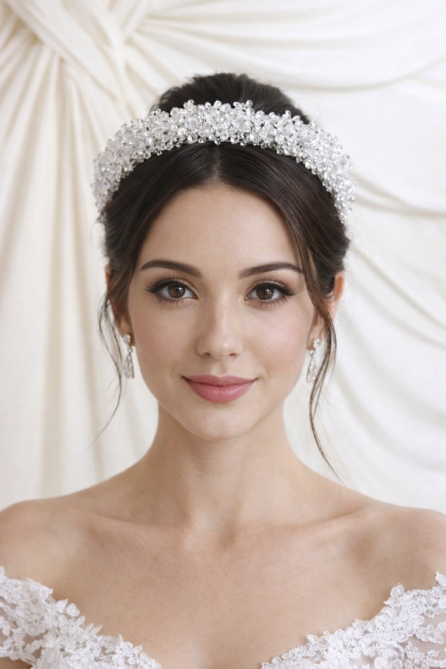 Kristal Taşlı Zarif Gelin Tacı | Gelin Saç Aksesuarı