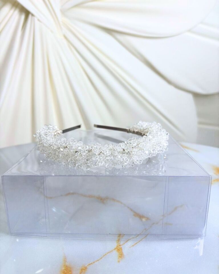 Kristal Taşlı Zarif Gelin Tacı | Gelin Saç Aksesuarı