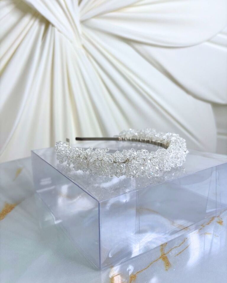 Kristal Taşlı Zarif Gelin Tacı | Gelin Saç Aksesuarı