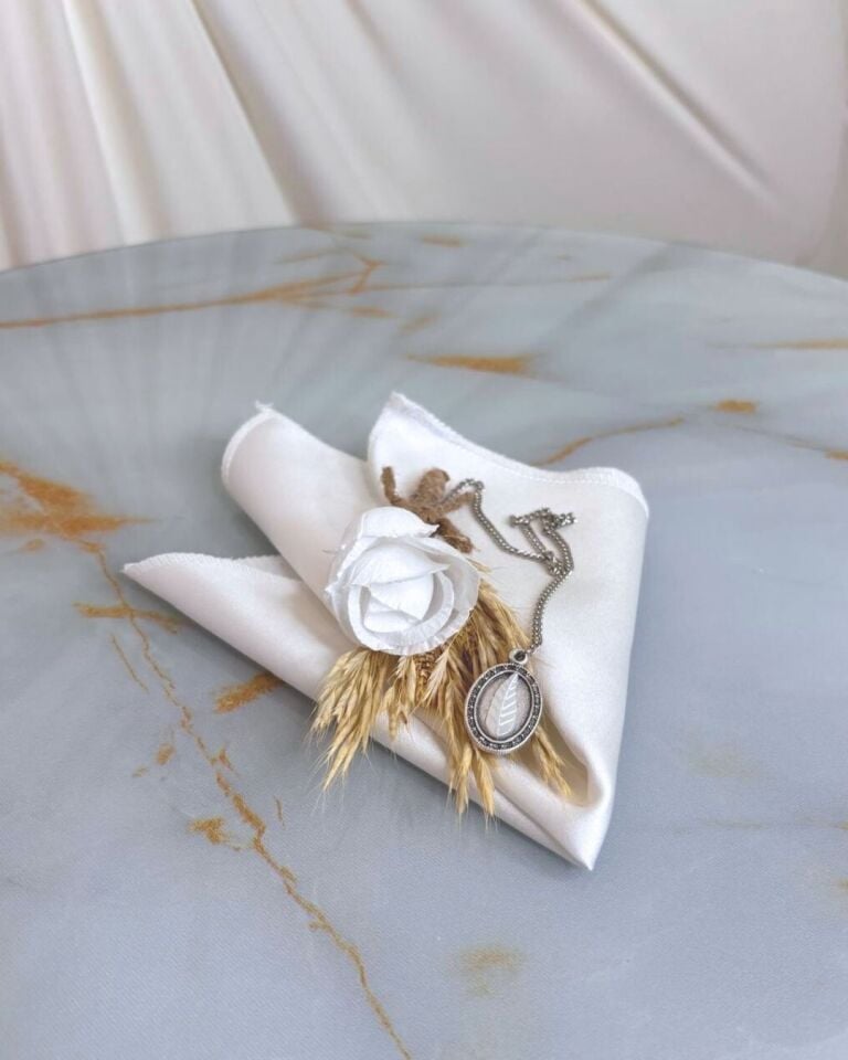 Damat Yaka Seti | Yaka Çiçeği,Yaka Mendili, Yaka Broşu