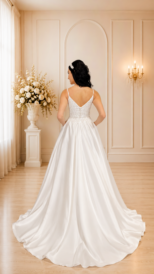ELSA | BÜYÜK BEDEN GELİNLİK | SATEN A KESİM GELİNLİK