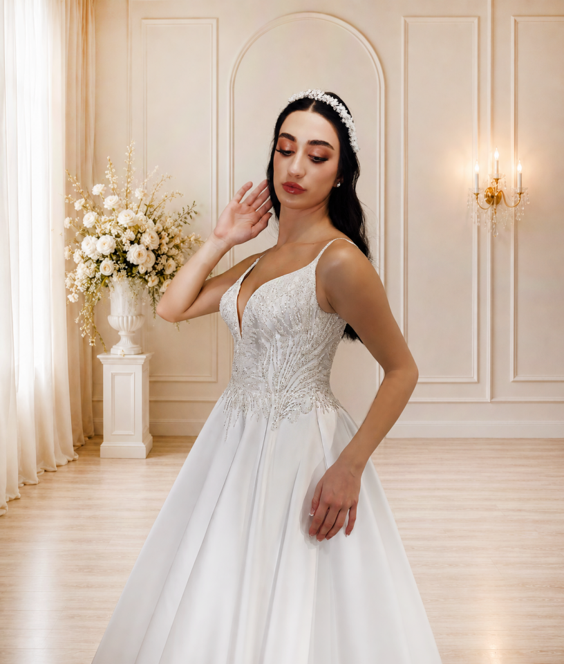 ELSA | BÜYÜK BEDEN GELİNLİK | SATEN A KESİM GELİNLİK