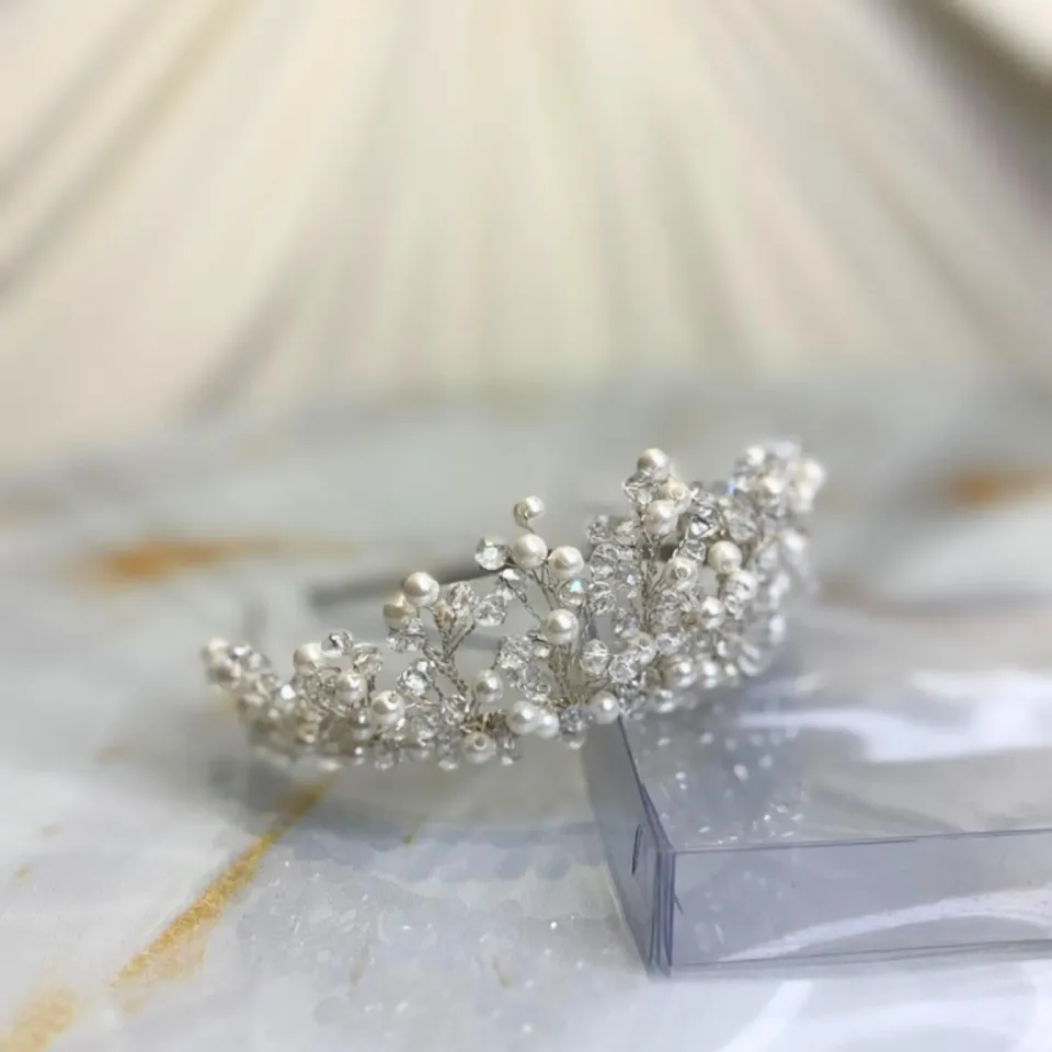 Kristal Ve İncili Gelin Tacı