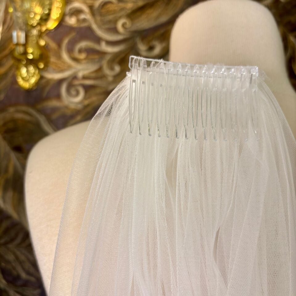 Kristal El İşlemesi Kısa Duvak (75cm)