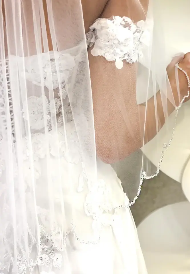 Kristal El İşlemesi Kısa Duvak (75cm)