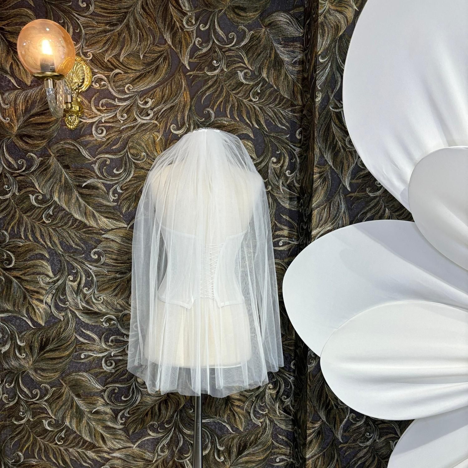 Oval Kenarlı Kısa Düz Duvak (75cm)