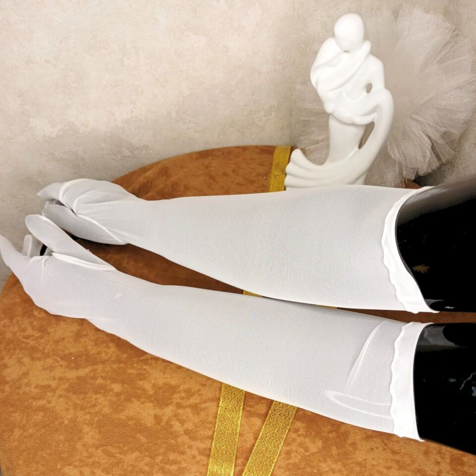 Tül Gelin Eldiveni | Uzun Beyaz  Tül Gelin Eldiveni