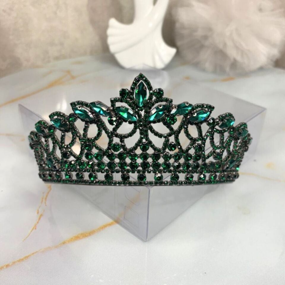 Gelin Tacı Zümrüt Yeşili Yüksek Kına Tacı