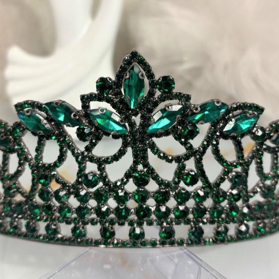 Gelin Tacı Zümrüt Yeşili Yüksek Kına Tacı