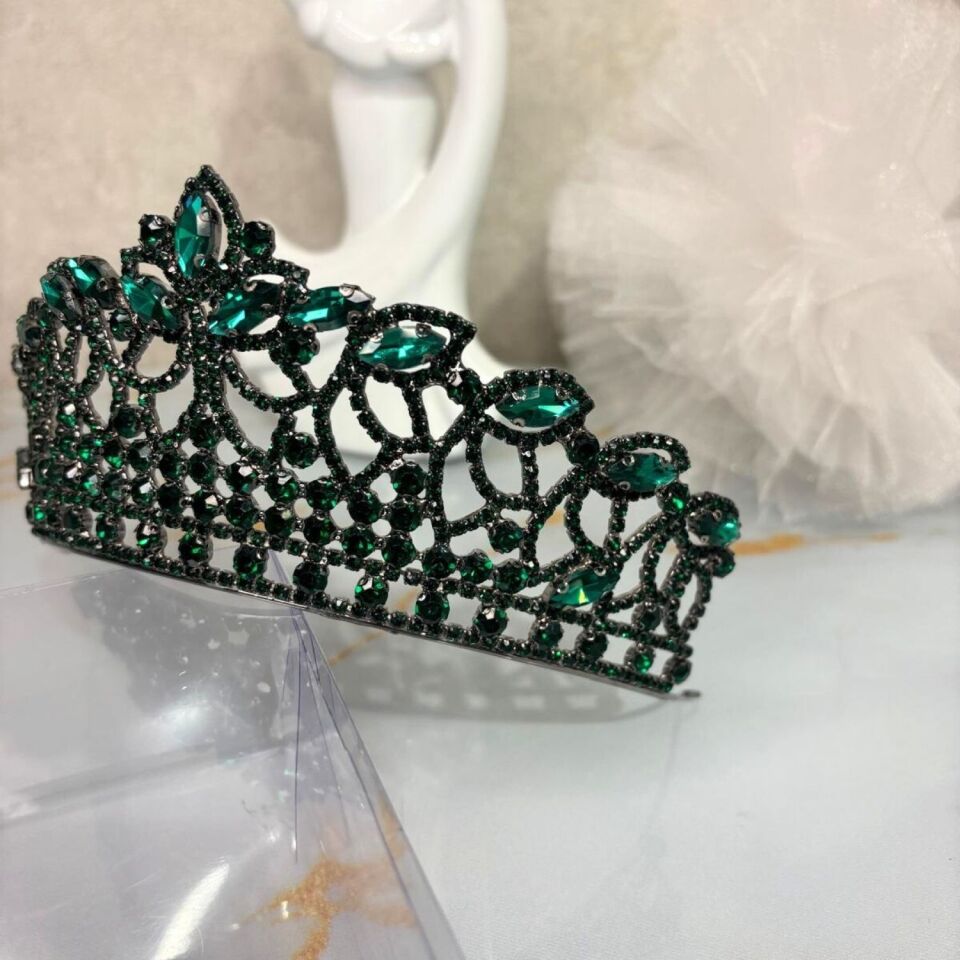 Gelin Tacı Zümrüt Yeşili Yüksek Kına Tacı