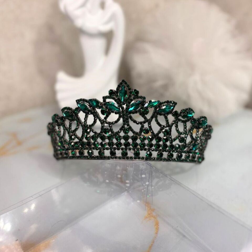 Gelin Tacı Zümrüt Yeşili Yüksek Kına Tacı
