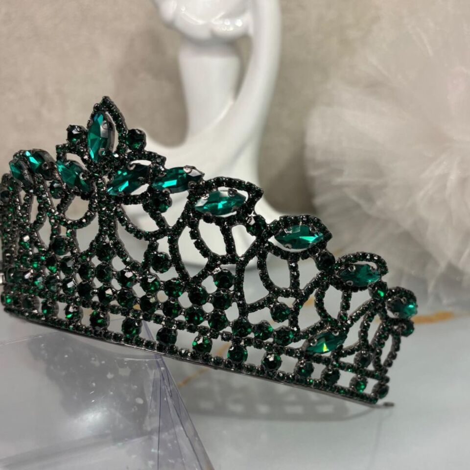 Gelin Tacı Zümrüt Yeşili Yüksek Kına Tacı