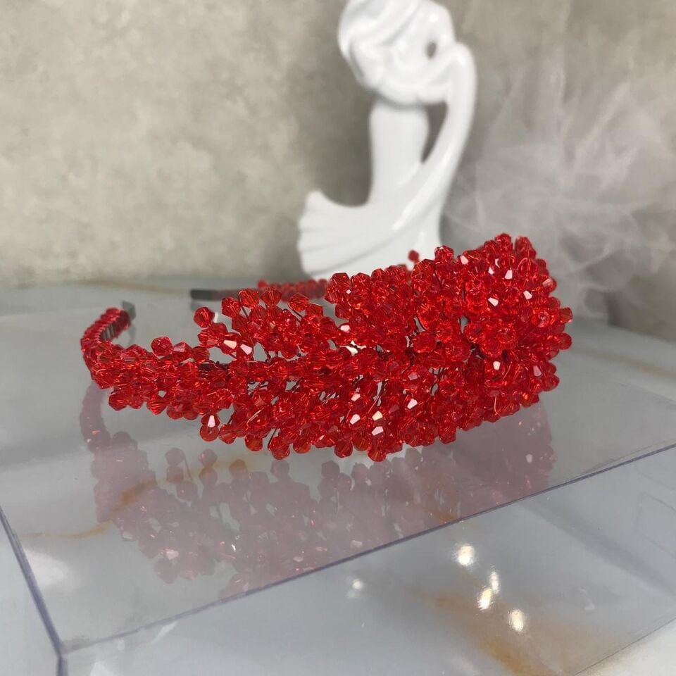 Kına Tacı | Kırmızı Kristal  Taç |  Gelin Tacı