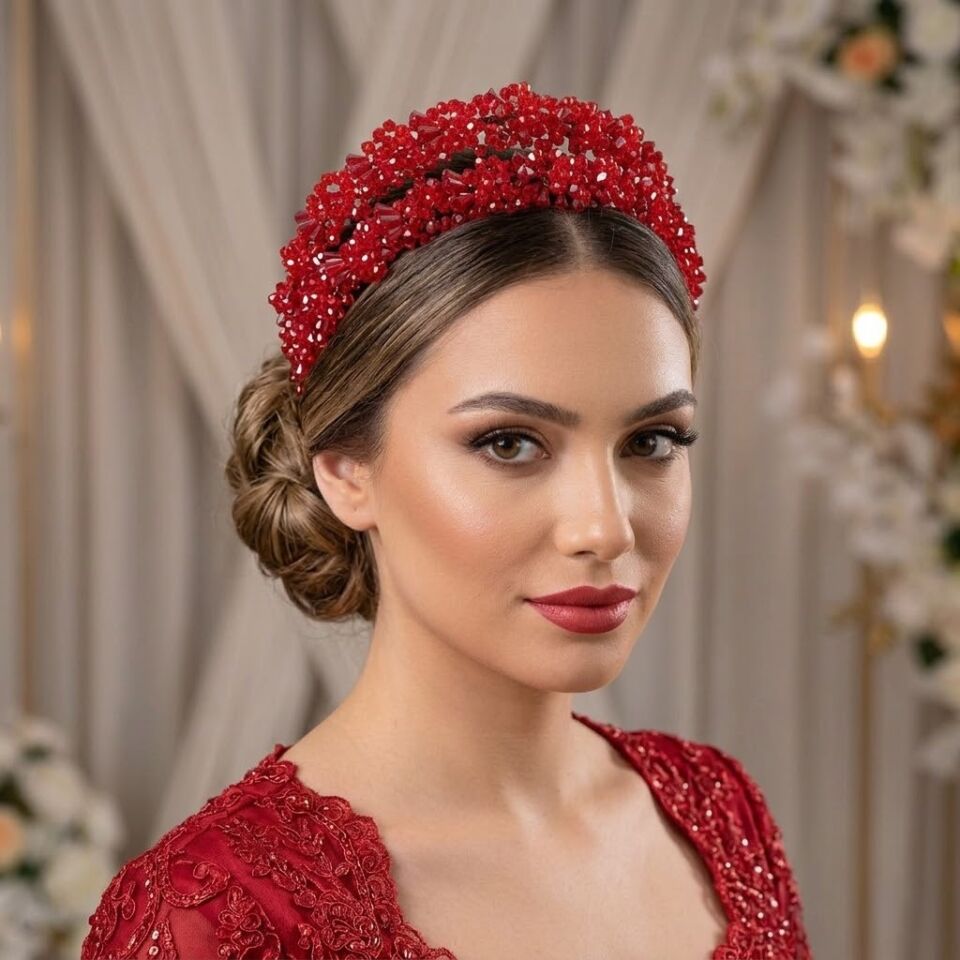 Bridal Crown | Red Double Henna Hair Accessory
