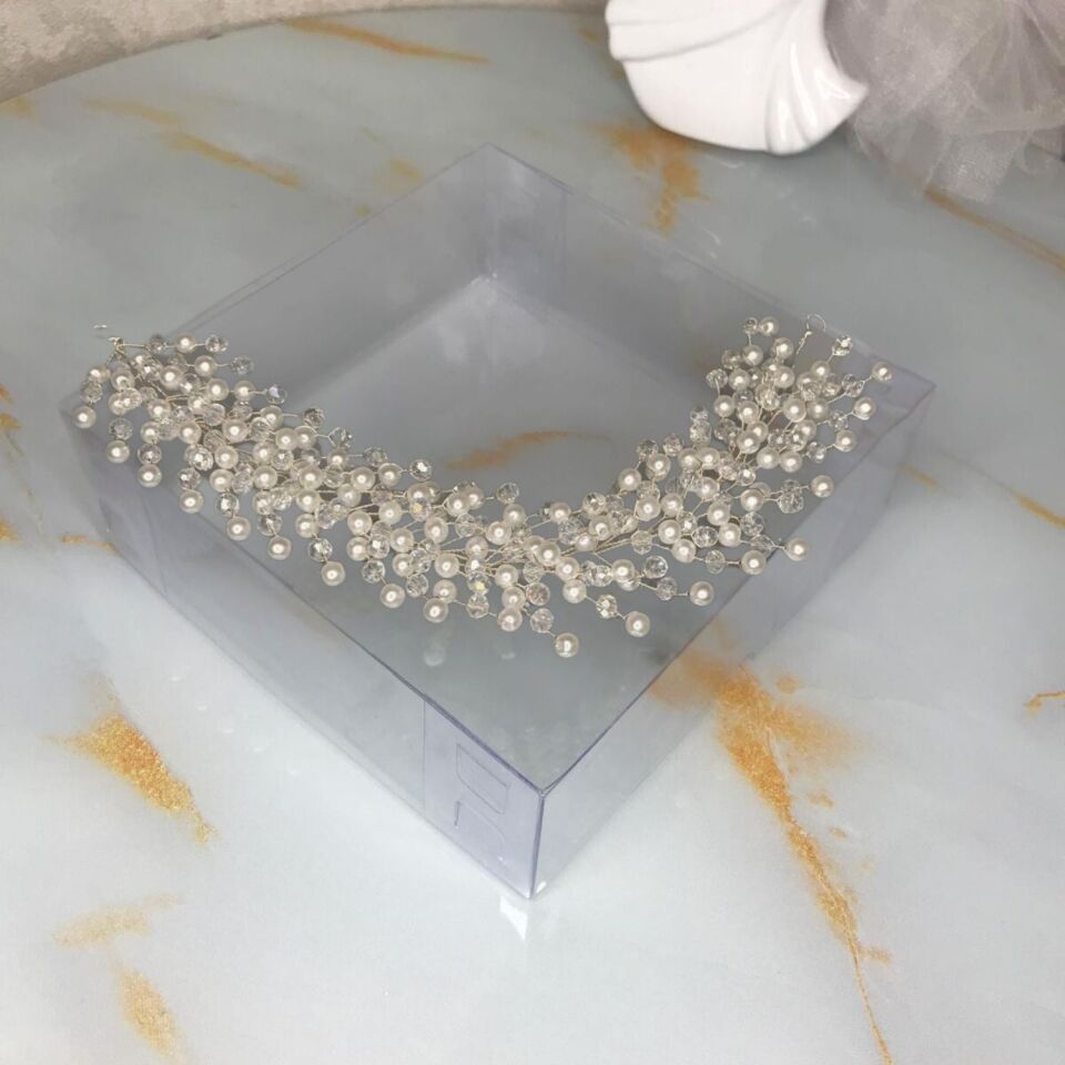 Gelin Saç Bandı | Yoğun Kristal ve İncili Bahar Dalı