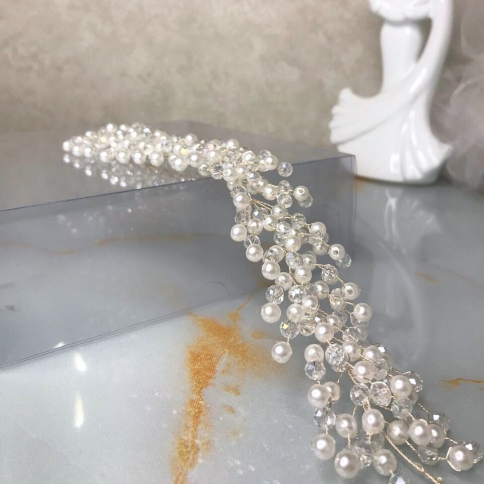 Bridal Headband | Spring Branch with Rich Crystals and Pearls
