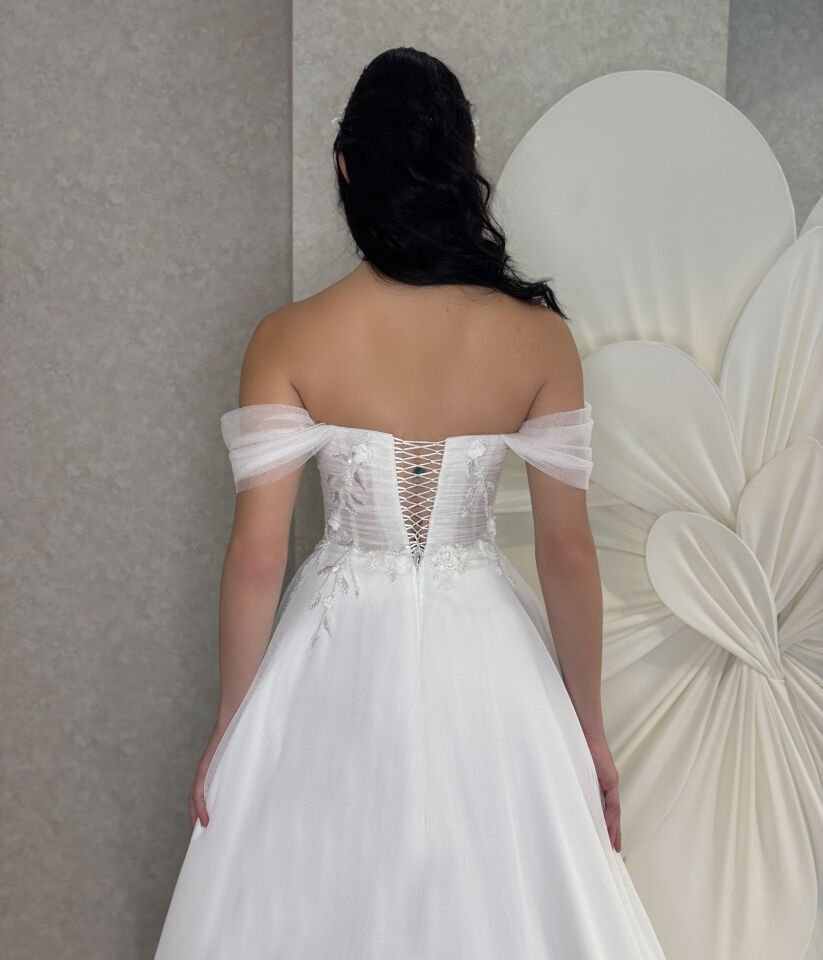 MİMOZA | Kruvaze Drapeli Gelinlik.  (Sadece Mağazamızda)