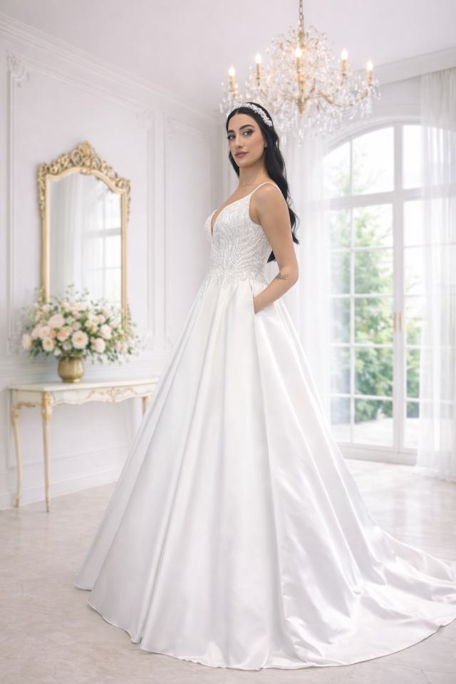 ELSA | Cepli Saten Gelinlik.     (sadece Mağazamızda)