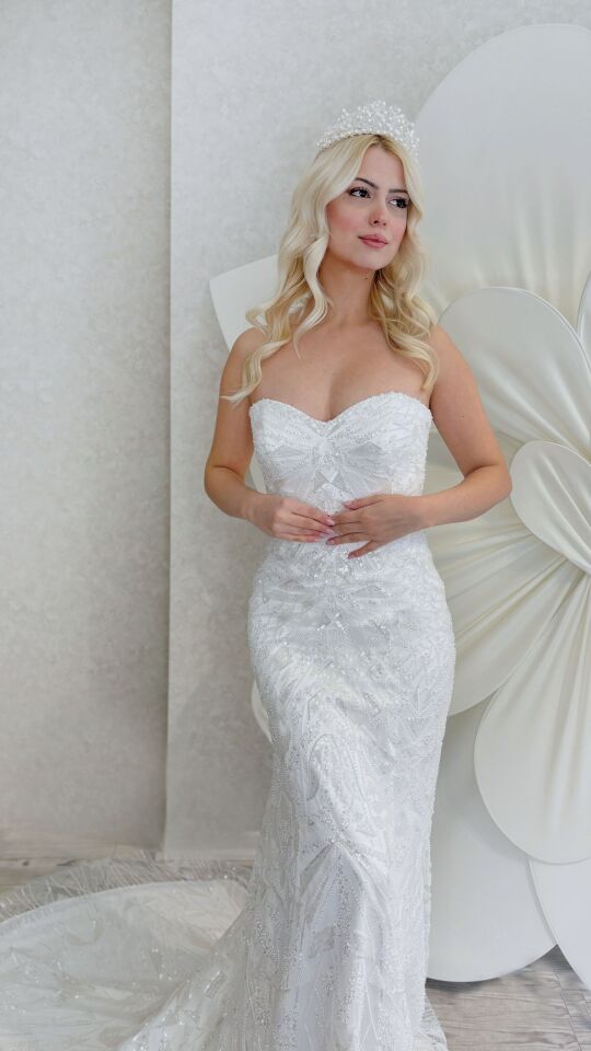 NATALIE | İşlemeli Balık Gelinlik.  (Sadece Mağazamızda)