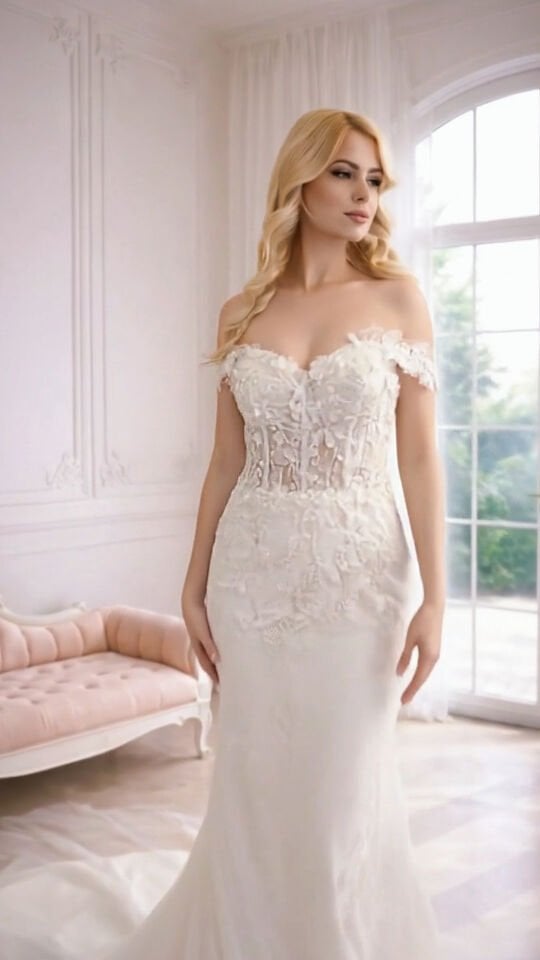 MONICA | Üç Boyutlu Dantelli Balık Model Gelinlik