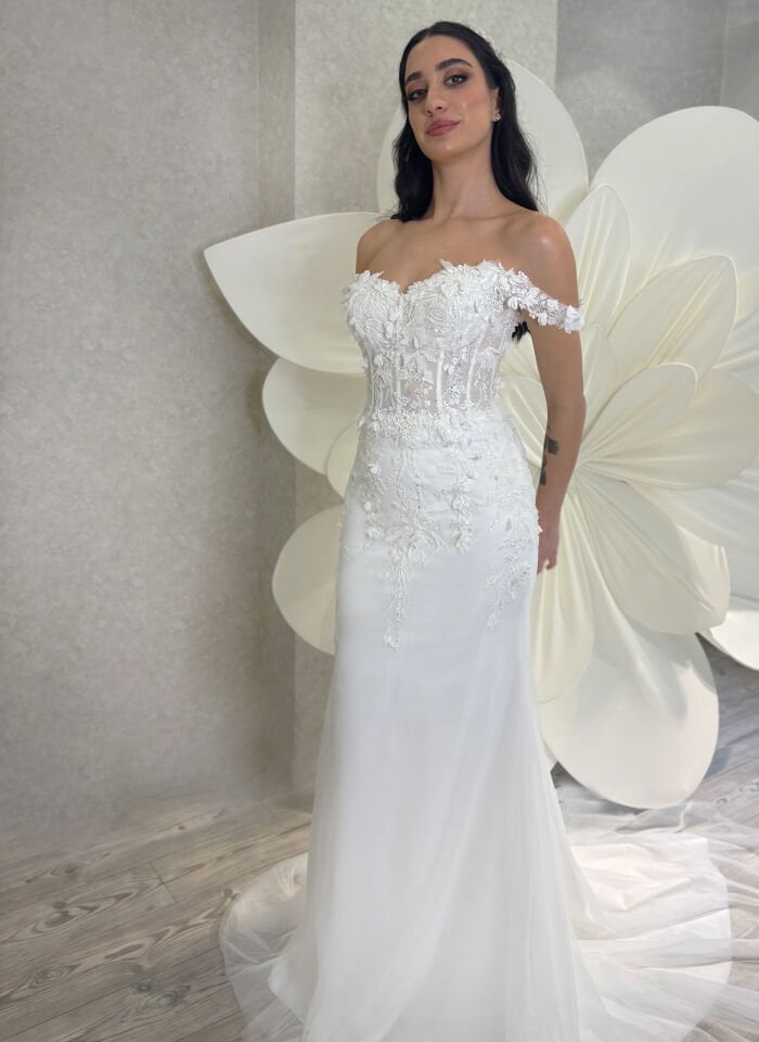 MONICA | Üç Boyutlu Dantelli Balık Model Gelinlik