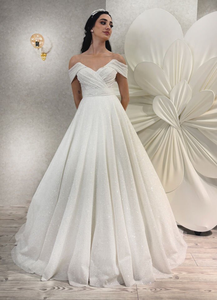 ROBI | Drapeli Simli A Kesim Gelinlik