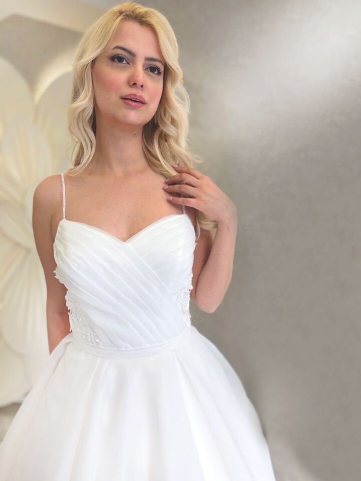 REBECCA | Organze Drapeli Gelinlik
