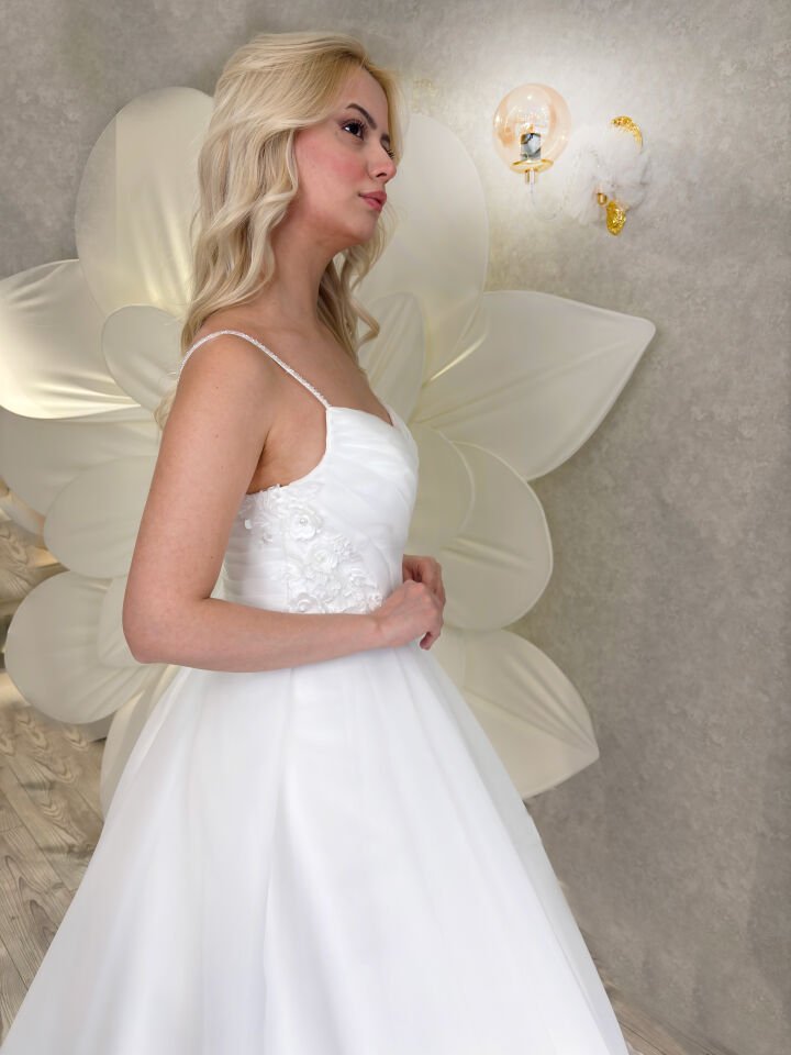 REBECCA | Organze Drapeli Gelinlik