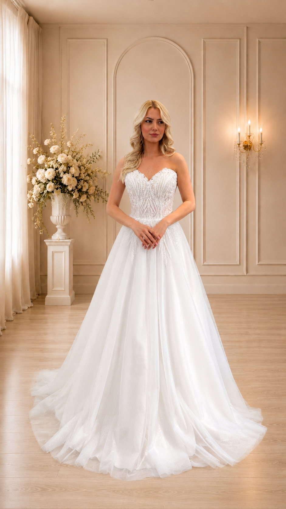 GINA | Embroidered Sleeved Wedding Dress