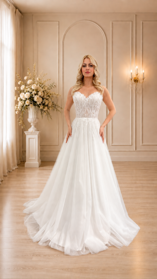 GINA | Embroidered Sleeved Wedding Dress