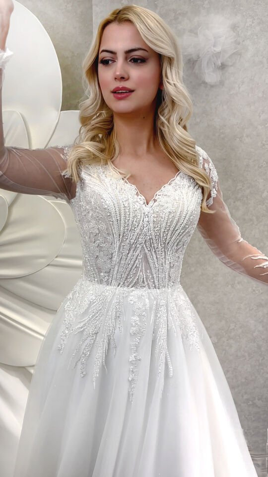 GINA | Kollu İşlemeli Gelinlik