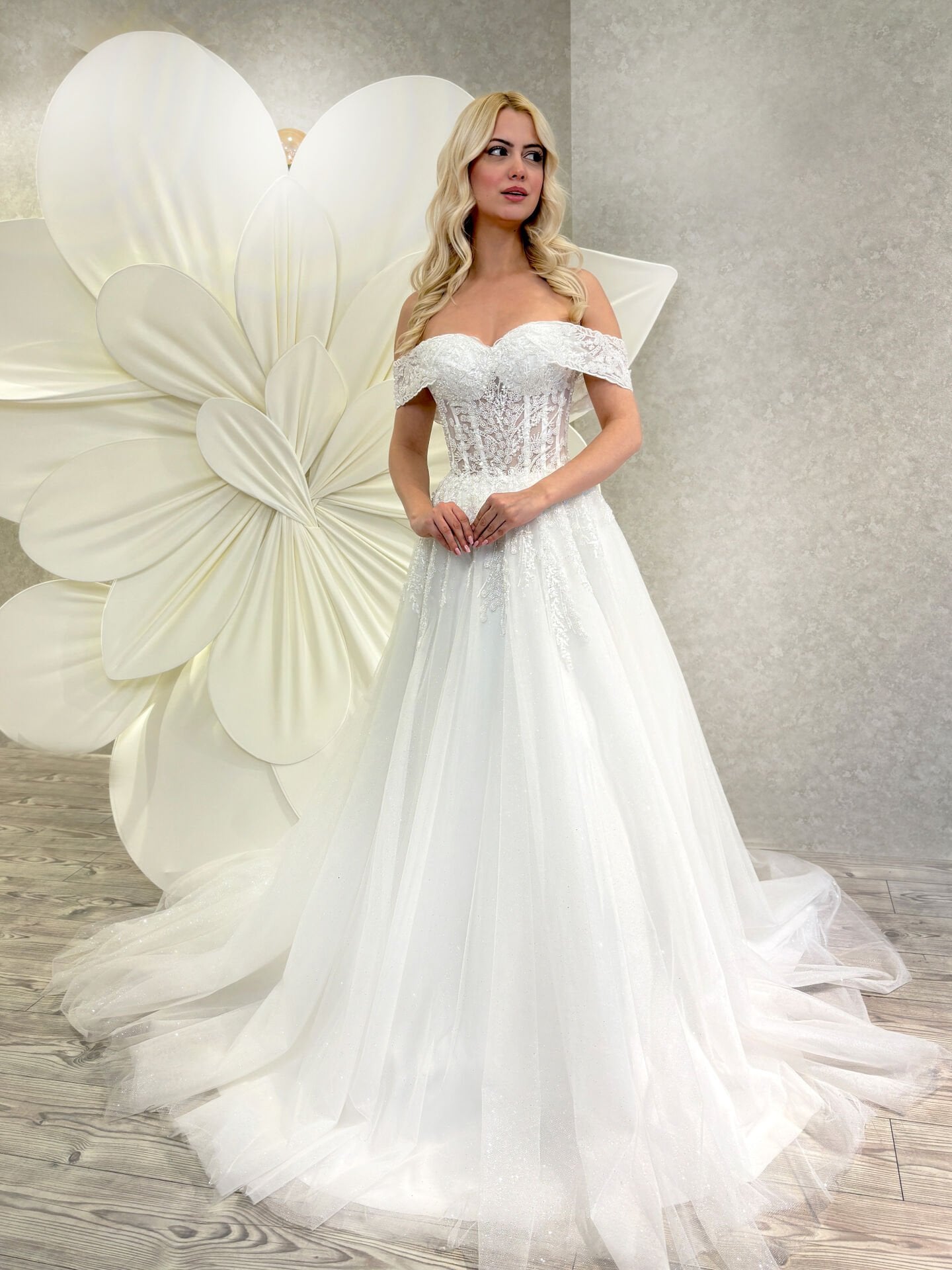 AMANDA | Balenli İşleme Dantelli Gelinlik