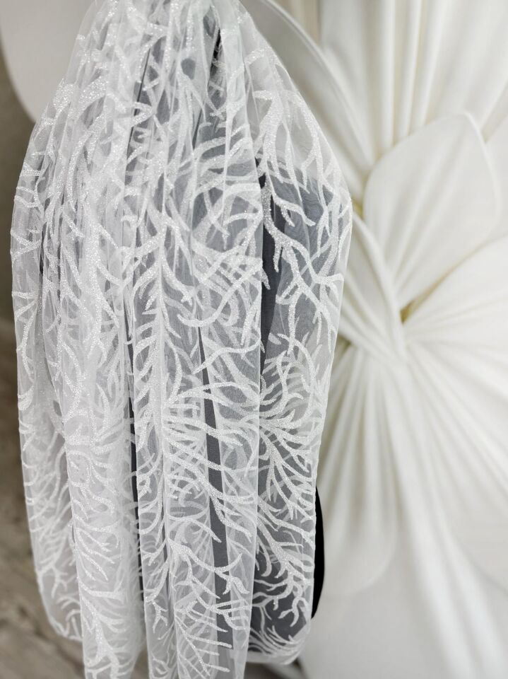 Desenli Simli Kısa Duvak (75cm)